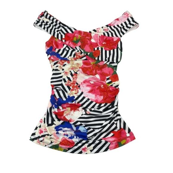 GUESS Raven Floral Off Shoulder Top Sz XS - Picture 4 of 8